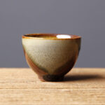 Buddha Stones Vintage Brown Beige Kiln Change Ceramic Teacup Kung Fu Tea Cup Bowl Cup BS 5.5cm*3.7cm*50ml