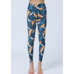 Buddha Stones Leaves Print Pants Sports Fitness Yoga High Waist Leggings Women's Yoga Pants Leggings BS 12