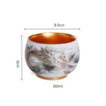 Buddha Stones Dragon Gilt Gourd Ceramic White Porcelain Teacup Kung Fu Tea Cup 160ml Cup BS 6