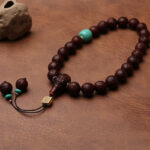 Buddha Stones Tibetan Bodhi Seed Agate Bead Luck Wealth Tassel Charm Wrist Mala Wrist Mala BS 25
