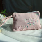 Buddha Stones Small Flower Plum Cherry Crane Peach Blossom Embroidery Canvas Wallet Shopping Purse Purse BS 24