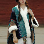 Buddha Stones Tibetan Multicolored Striped Shawl Winter Cozy Travel Scarf Wrap Tibetan Shawl BS Sky Blue Dark Blue Brown
