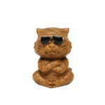 Buddha Stones Small Green Sandalwood Tiger Engraved Positive Desk Decorations Decorations BS 10