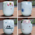 Buddha Stones Koi Fish Lotus Landscape Dandelion Peony Flower Ceramic Teacup Kung Fu Tea Cup Cup BS 25