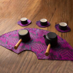 Buddha Stones Vintage Sea Wave Bamboo Plum Blossom Embroidered Cup Mat Pad Tea Cup Coaster Kung Fu Tea Mat Tea Mat BS 20