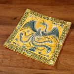Buddha Stones Crane Phoenix Dragon Kirin Embroidered Cup Mat Pad Tea Cup Coaster Square Kung Fu Tea Mat Tea Mat BS Yellow Phoenix