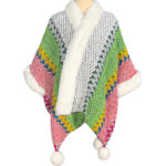 Buddha Stones Tibetan Multicolored Striped Shawl Winter Cozy Travel Scarf Wrap Tibetan Shawl BS Beige Green Pink