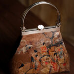 Buddha Stones Painting of Lady of Guoguo on a Spring Outing Metal Handle Handbag Handbags BS 8