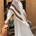 Buddha Stones Tibetan Striped Brown Beige Tassel Shawl Winter Cozy Travel Scarf Wrap Tibetan Shawl BS 2