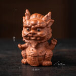 Buddha Stones Luck Dragon Wealth Tea Pet Purple Clay Figurine Decoration Decorations BS Little Dragon King-Brown 6.6*6.2*8cm