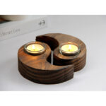 Buddha Stones Yin Yang Wood Candle Holder Meditation Rituals Use Items Candle Holder BS 20