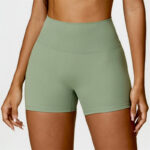Buddha Stones Gym Sports Yoga Backless Bra Crop Tank Top Shorts 2-Piece Outfit BS Green Shorts US8/10/XL
