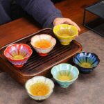 Buddha Stones 6Pcs Plum Blossom Petal Pattern Chinese Jianzhan Kiln Change Ceramic Teacup Kung Fu Tea Cup Bowl With Gift Box Jian Zhan Tea Cup BS 13