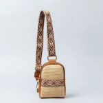 Buddha Stones Small Geometry Straw Woven Crossbody Bag Shoulder Bag Crossbody Bag BS Brown 12*4*18cm