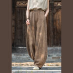 Buddha Stones Ramie Cotton Linen Pants Tie-dye Design Trousers Loose Zen Yoga Women's Pants with Pockets Pants BS 3