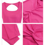 Buddha Stones Women Long Sleeve Backless Jumpsuit Sports Fitness Yoga Bodysuit Bodysuit BS 7