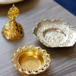Buddha Stones Gold Leaf Coaster Spiritual Mini Alloy Metal Incense Burner Incense Burner BS 16