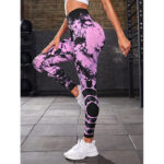 Buddha Stones Tie Dye Print Pants Sports Fitness Yoga High Waist Leggings Women's Yoga Pants Leggings BS 22
