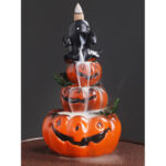 Buddha Stones Halloween Pumpkins Ghost Resin Backflow Smoke Fountain Incense Burner Decoration Incense Burner BS 7