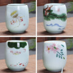 Buddha Stones Koi Fish Lotus Landscape Dandelion Peony Flower Ceramic Teacup Kung Fu Tea Cup Cup BS 24