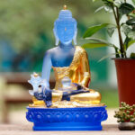 Buddha Stones Medicine Buddha Handmade Liuli Crystal Art Piece Compassion Statue Home Office Offering Decoration Decorations BS 1