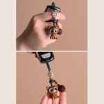 Buddha Stones Green Sandalwood Lucky Cat Koi Fish Cure Key Chain Phone Hanging Decoration Key Chain BS 25