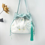 Buddha Stones Suzhou Embroidery Camellia Magnolia Peony Lotus Silk Tote Crossbody Bag Shoulder Bag Handbag Crossbody Bag BS Light Blue Magnolia 20*20*7cm