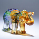 Buddha Stones Handmade Liuli Crystal Elephant Art Piece Wisdom Wealth Home Decoration Decorations BS 2