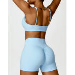 Buddha Stones Gym Sports Yoga Backless Bra Crop Tank Top Shorts 2-Piece Outfit BS 16