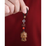 Buddha Stones Chinese Zodiac Natal Buddha Green Sandalwood Om Mani Padme Hum Peace Key Chain Key Chain BS 7