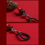 Buddha Stones Chinese Zodiac Natal Buddha Green Sandalwood Om Mani Padme Hum Peace Key Chain Key Chain BS 6