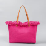 Buddha Stones Large Capacity Solid Color Tassel Canvas Tote Shoulder Bag Shoulder Bag BS Rose Red 50*10*35cm