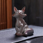 Buddha Stones Color Changing Small Cute Fox Tea Pet Resin Home Figurine Decoration Decorations BS 5