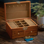Buddha Stones Antique Handmade Rosewood Jewelry Storage Box Lockable Large Double Layer Flower Wooden Gift Organizer Box Jewelry Storage Box BS 2