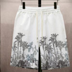 Buddha Stones Landscape Coconut Trees Magpie Pattern Short Sleeve Shorts Men's Set Men's Meditation Cloth BS 8