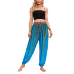 Buddha Stones Peacock Feather Pattern Loose Harem Trousers Women's Yoga Pants Women's Harem Pants BS 17