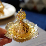 Buddha Stones Gold Leaf Coaster Spiritual Mini Alloy Metal Incense Burner Incense Burner BS 18