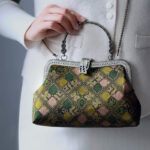 Buddha Stones Green Leaves Handbag Metal Chain Crossbody Bag Shoulder Bag Cellphone Bag Handbags BS Leaf Pattern Bag 22*14*6cm