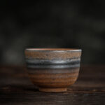 Buddha Stones Simple Brown Striped Texture Ceramic Teacup Kung Fu Tea Cup Bowl Cup BS Ancient Style 50ml