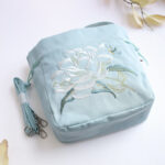 Buddha Stones Embroidered Flowers Wisteria Lily Cotton Linen Tote Crossbody Bag Shoulder Bag Handbag Crossbody Bag BS 13