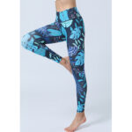Buddha Stones Leaves Print Pants Sports Fitness Yoga High Waist Leggings Women's Yoga Pants Leggings BS 5