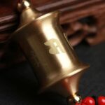 Buddha Stones Tibet Om Mani Padme Hum Prayer Wheel Nine Palace Eight Trigrams Copper Car Hanging Decoration Car Hanging Decoration BS 11