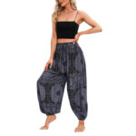 Buddha Stones Casual Loose Round Rose Pattern Harem Trousers Women's Yoga Pants Women's Harem Pants BS 11