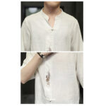 Buddha Stones Frog-Button Phoenix Embroidery Chinese Tang Suit Short Sleeve Shirt Cotton Linen Men Clothing Men's Shirts BS 8