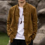 Buddha Stones Bamboo Leaves Clothing Chinese Tang Suit Jacket Coat Men Clothing Clothes BS 2
