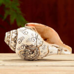 Buddha Stones Tibetan Handmade Engraved Shankha Buddha Avalokitesvara Conch Shell Wealth Decoration Decorations BS 22