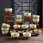 Buddha Stones Colorful Deer Pipa Snow Plum Blossoms Mountains Rivers Bird Ceramic Teacup Kung Fu Tea Cup Bowl Cup BS 33