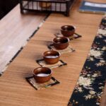 Buddha Stones Vintage Peony Flower Blossom Bamboo Cup Mat Pad Tea Cup Coaster Kung Fu Tea Mat Tea Mat BS 5