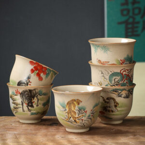 Buddha Stones 12 Chinese Zodiac Ceramic Teacup Kung Fu Tea Cup 130ml Cup BS main
