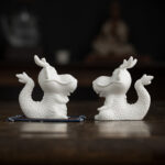 Buddha Stones Year Of The Dragon Luck White Porcelain Ceramic Tea Pet Home Figurine Decoration Decorations BS 19